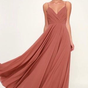 Lulu’s Sweetheart Spaghetti Strap Maxi Dress in Rose (Bridesmaids, Event)